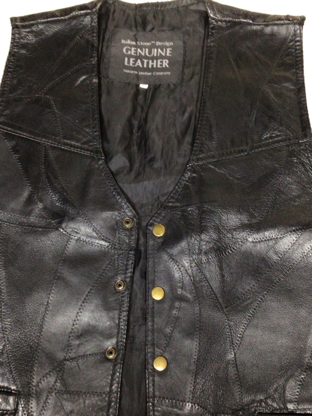 Genuine Leather Black Men's Vest by Italian Stone Design